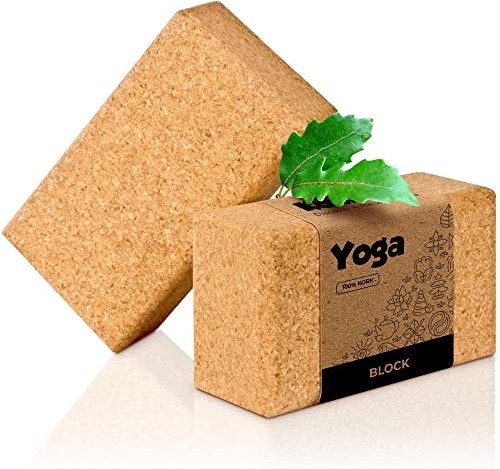 Yoga-Block Kork [1er/2er-Set] - 100% Naturkork | Hatha Kork Klotz Yoga, ökologisch, made in EU | 75 mm