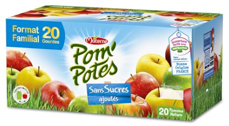 Pom'Potes Spécialités de Pomme Sans Sucres Ajoutés, 20 x 90g