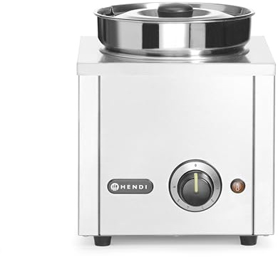 HENDI Bain-Marie électrique professionnel avec 1 marmite en acier inoxydable avec couvercle (1x4 L), Thermo-système, Chauffe-plats pour sauces et soupes 30–85 °C, 4 L, 220V/200W, 256x312x(H)298mm