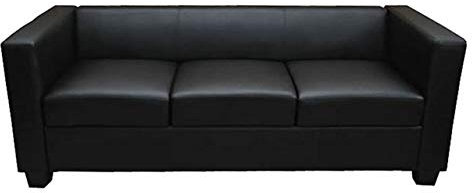 Mendler 3er Sofa Couch Loungesofa Lille - Kunstleder, schwarz