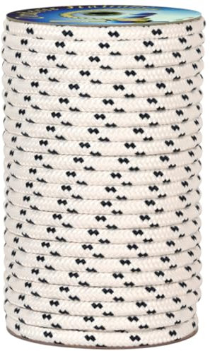 Corderie Italiane 006000747 Treccia mare multiuso giardino e fai da te, stabilizzato ai raggi U.V. resistente a intemperie e agenti atmosferici, 10 mm, 50 mt, colore bianco con spia blu