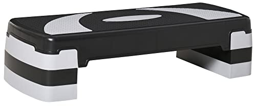 HOMCOM Step de Aeróbic, Step para Fitness Antideslizante con Altura Regulable 3 Niveles de 10/15/20 cm, Tabla Plataforma Stepper para Ejercicio en Casa Gimnasia, Carga 150 kg 80x31x20 cm