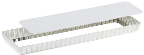 Gobel | Tortenform Rechteckig Geriffelt | Weißblech | Hebeboden | 35x11x2,6 cm | Ideal für hausgemachte Tartes, Torten oder Quiches | Made in France