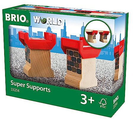 BRIO World Brückenfundament, 2 Stück - Spielzeug ab 3 Jahre | BRIO Holzeisenbahn-Zubehör, Kleinkindspielzeug, Geschenk für Jungen und Mädchen