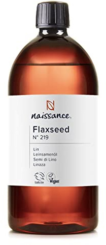 Naissance Virgin Flaxseed (Linseed) Oil (No. 219) - 900ml - Pure, Natural, Vegan - for Hair and Skin, Massage Oil Base and DIY Beauty Recipes