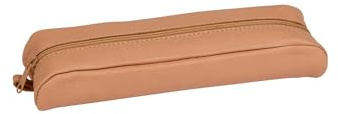 Clairefontaine 8300C -Trousse Scolaire Rectangulaire en Cuir couleur Naturel 22x5x3cm en Véritable Cuir d'Agneau - Fourniture Scolaire - Trousse Crayons de Couleurs - Etui à Crayons - Porte-Plume