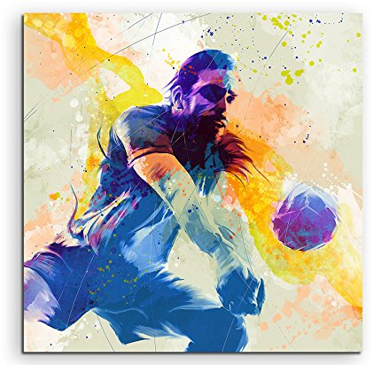 Volleyball II 60x60cm Wandbild SPORTBILD Aquarell Art tolle Farben von Paul Sinus