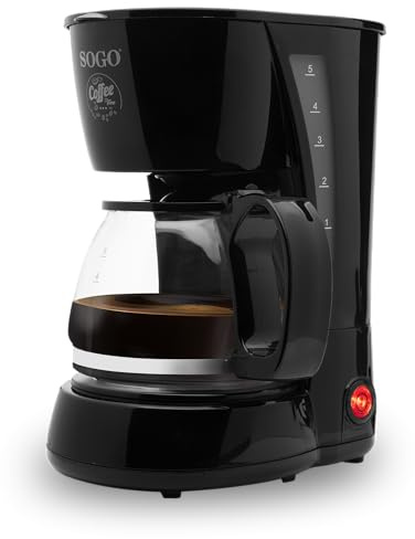 SOGO Cafetera de Goteo Eléctrica 4 Tazas 650W con Filtro Permanente y Sistema Antigoteo - Cafetera Eléctrica Pequeña con Jarra de Vidrio Resistente - Coffee Maker para Café Molido Compacta