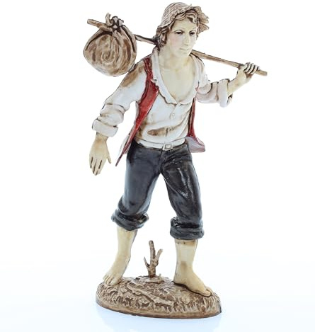 Moranduzzo Wanderer für Krippe 12 cm Maßstab 1:15 - Unzerstörbare Krippenfiguren - Stil 700', Handbemalt, Offizielles Produkt, Hergestellt in Italien, Bildhauer M. Landi