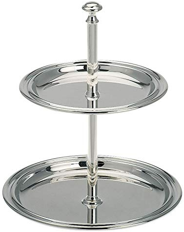 Alzata argentata con 2 ripiani, piccolo supporto da portata 16 cm, con 2 piatti, supporto decorativo a 2 piani, ideale per frutta, cioccolatini, noci, confetti o snack