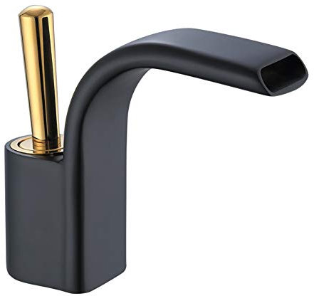 YHSGY Waschtischarmaturen Becken Heiß Und Kalt Kupfer Wasserhahn Bad Wc Wasserfall Mischwasser Schwarz Und Weißgold Wasserhahn