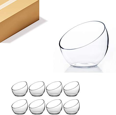 WGV Slant Cut Bowl Glass Vase Bulk, Width 7, Height 6, Clear Terrarium, Candy Dish, Fruit Jar, Floral Container for Wedding Party Event, Home Office Decor, 8 Pieces