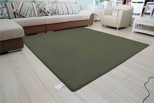 Alfombra de Terciopelo Coral Grueso de Color sólido Calidad Ejercito verde Suave Lavable Antideslizante Grande Rugs Minimalista Moderna Sala De Estar Dormitorio Tatami Gateando Estera -120×140cm