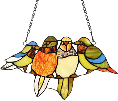 Capulina Buntglas-Fensterbehänge, Vögel, Fensterpaneele, Tiffany-Kunst, traditionelles Handwerk, Sonnenfänger für Heimdekoration
