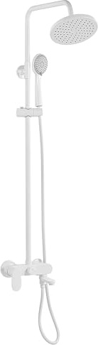Colonne de Douche avec Douchette Haute et Robinet Mitigeur en Laiton Blanc pour Salle de Bain Moderne et Minimaliste Gurara Beliani