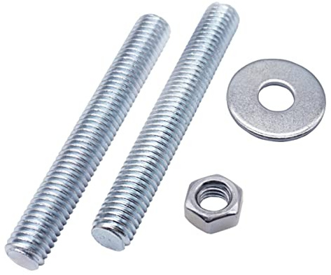 Lot de 30 tiges de vis M8 x 60 mm entièrement filetées avec écrous hexagonaux et rondelles, tige de goujon, tige DIN 796-1 (30, M8 x 60 mm)