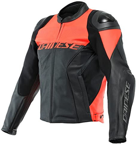 Dainese Racing 4 Perforierte Motorrad Lederjacke (Black/Red,50)