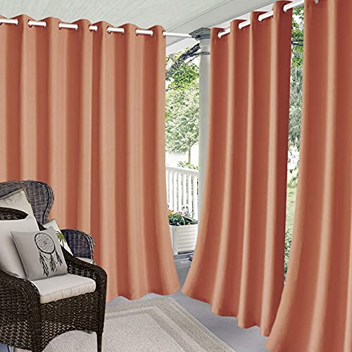 EMDPBD Outdoor Vorhang Wetterfest mit Ösen, Sichtschutz Windschutz Sonnenschutz Wasserdicht Balkon Garten Terrasse Verdunkelungsvorhänge, 1 Stück,Orange-B210xH230cm
