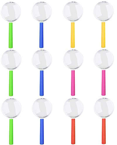 TSHAOUN Lot de 12 loupe colorée - Loupes en plastique Aide à la lecture Pour enfants, exploration, loisirs et observation
