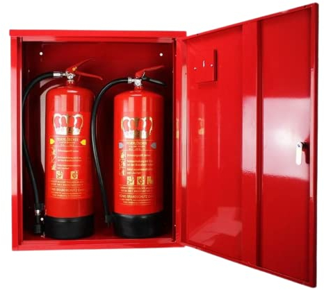 Feuerlöscher Schutzschrank für 2 Feuerlöscher a 6-12 kg | Aufbewahrungsschutz | Robust und langlebig | Abschließbar | Sicherer Aufbau in Rot
