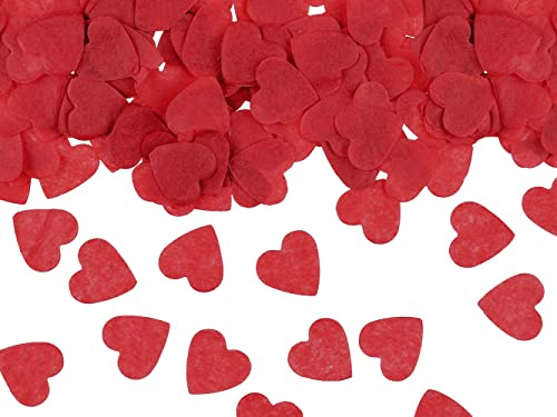 PartyDeco Coriandoli a forma di cuore, 1,6 x 1,6 cm, 15 g, decorazione da tavolo, per matrimonio, romantica, coriandoli rossi, coriandoli
