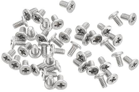 sourcing map Tornillos de Cabeza Redonda Plana M1,2-0,25x2mm 100uds, Tornillos de Máquina de Accionamiento Phillips de Acero Inoxidable 304, Sujetador de Hardware para Conexión de Muebles