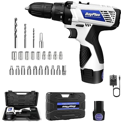 Cordless Power Drill, Handheld Screwdriver Drill Set with 18+1 Torque 3/8 Chuck Handheld Drills Kit with 1.5Ah Battery, Carry Case, 26PCS Drill Bits, LED Work Light,2-Speed for Home DIY