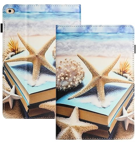 LSPCASA Funda iPad 9.7 2017/2018 PU+TPU Para Air/Air 2 con Activación/Suspensión Automática - 5 Generación Estrella de Mar