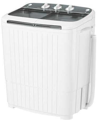 Superday Lavatrice portatile, 2 in 1, piccola lavatrice e asciugatrice centrifuga, 6,6 kg, compatta mini lavatrice a doppia vasca per campeggio, appartamenti, dormitori, sale universitarie, camper,