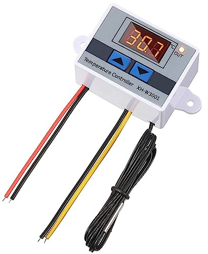 Greluma 1 Styck W3001 DC 12V 10A 120W digital termostatbrytare, LED-display temperaturkontroll med vattentät sond, -50℃ till 110℃ Värmekylning Elektronisk programmerbar termostat