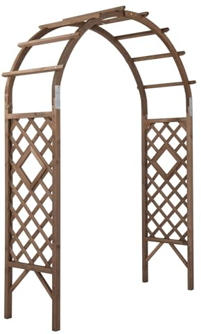 VINGLI Wooden Garden Arbor, Wedding Arch, 7ft Arch Backdrop Stand for Ceremony, Wood Trellis for Plant Climbing, Christmas Decor Pergola for Garden Backyard, Lawn