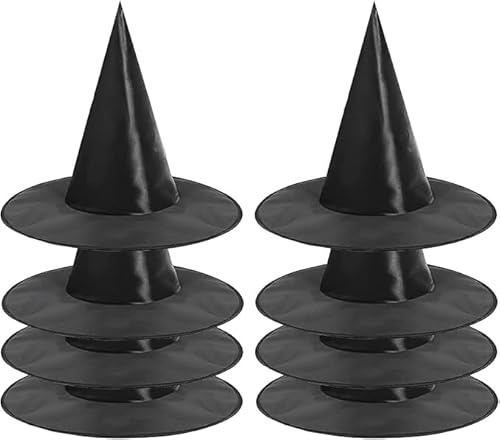 DERAYEE Hexenhut Halloween, Schwarze Hexenhut für Erwachsene, Hexen Kostüm Zubehör, Karnevalshut, Reite Krempe Spitzhut, für Karneval Cosplay party Halloween Festival