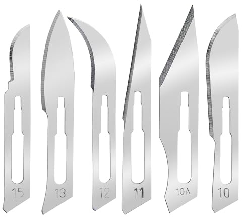 Shehadeh Lot de 60 lames de scalpel stériles à usage unique – Figures 10, 10A, 11, 12, 13 et 15 – 10 pièces chacune