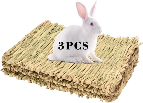 ZONGHUN Grass mat for Rabbit Bunny 3 Pcs,Rabbit Hay Mat,Small Animal Cages Hay,Nesting and Toys for Guinea Pig Parrot Bunny Hamster Chinchilla Squirrel