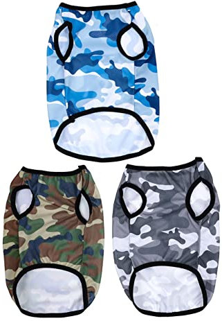 INOOMP 3stücke Teiliges Hundeshirt Tarnmuster Atmungsaktive Welpenbekleidung Für Sommeraktivitäten Bequemes Outfit Für Kleine Hunde Für Und Besondere Anlässe