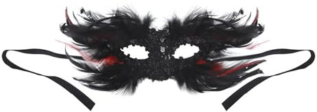 YJZQ Damen Federmaske mit Pailletten Gotische Halbgesichtsmaske Mysteriöse Maskenball Masken Sexy Augenband Venezianische Gesichtsmaske mit Federn für Karneval, Halloween, Ostern