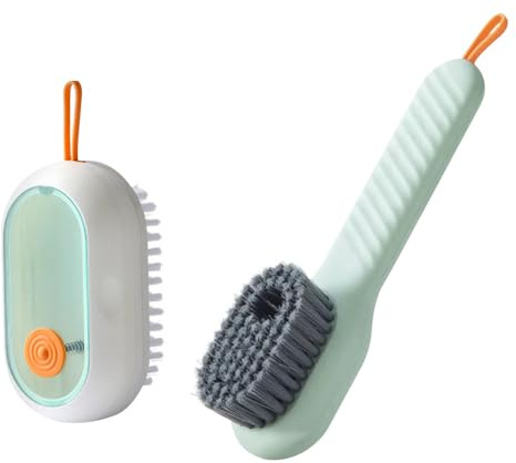Liquid Cleaning Shoe Brush, Shoe & Laundry Brush with Soap Dispenser & Soft Bristle Cleaning Brushes for Home Outdoor Cleaning