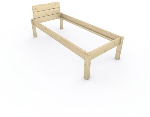 TUGA - Holztech Pfostenbett metallarm Fichte Massivholz Daybett 80 x 190cm 48cm Höhe FSC 300kg Holzbett unbehandelt
