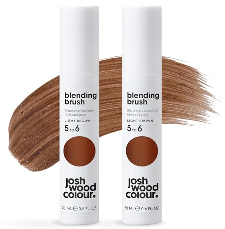 Josh Wood Colour Light Brown Blending Brush Duo Bundle Grey Root Touch Up to Cover Regrowth in between Colouring, Instant Coverage, Temporary, WASHES OUT, Vegan, 2 Tubes