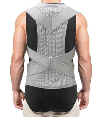 XS-5XL Übergröße Haltungskorrektur Wirbelsäulenstütze Herren Damen Verstellbarer Haltungstrainer Therapiegürtel Taillen-Rückenstütze Stützt Schulter Nacken Und Schlüsselbein(Gray,XS)