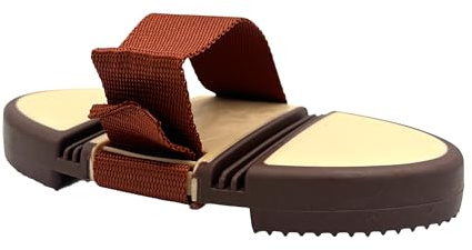 JA Horse JA2001 Gummi Striegel Massagebürste für Pferd, Mokka Beige | Mit Klettverschluss, Flexibel, Ergonomisch, Putzzeug