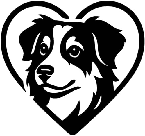 Samunshi® Herz mit Australian Shepherd Kopf als Sticker für Wohnmobil Camper Van Wohnwagen Caravan Motorrad Helm Autoaufkleber Sticker Fahrradaufkleber 10 x 9,3cm schwarz