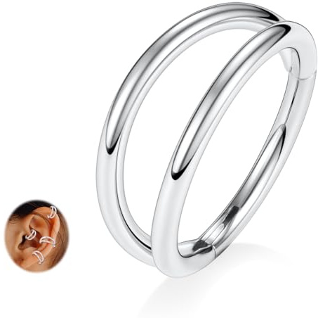 AROWRO Doppelter Nasenring G23 Titan Septum Piercing Conch Helix Daith Rook Tragus Knorpel Nasenpiercing Schmuck Lippenring 20G 18G 16G