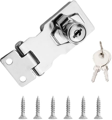 Stainless Steel Padlock Hasp with Screws,2.5Inch Lock and Staple Heavy Duty Shed Door Latch Security Hasp Clasp Gate for Garden Sheds Underground Garages Bedrooms Cabinets Pet Cage Silver