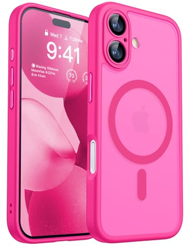 CANSHN für iPhone 17 Hülle mit Kameraschutz, Leuchtend Rosa