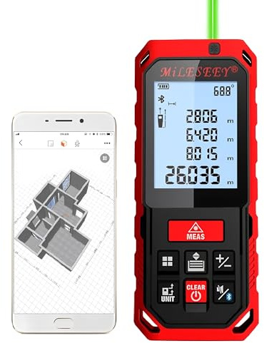 Laser-Entfernungsmesser mit Bluetooth S2 grüner Laser-Entfernungsmesser Digitaler Laser-Entfernungsmesser Laser-Maßband Diastimeter Werkzeug (Grün+BT-100M)