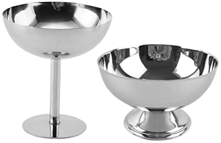 LIGIGWASH 2pièces Lot De Coupes à Glace Acier Inoxydable Saladier à Pied Bol à Dessert Pour Tables