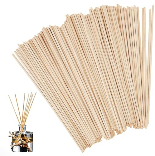 Varillas de madera para manualidades, diámetro de 3 mm, 200 unidades de bastones de algodón de azúcar, varillas de madera redondas de 20 cm de largo, varillas de madera redondas de madera de abedul
