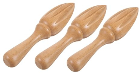 VANZACK 3 Piezas Exprimidor de Limón de Madera Haya con Cono Ergonómico sin Pintura Prensa Manual para Cítricos Naranjas Diseño Robusto y Natural para Uso Cocina y Picnic Verano