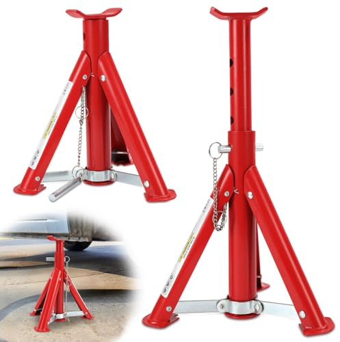 Hebitod Chandelles d'essieu de voiture 2T - Charge lourde - Hauteur réglable (29-40,5 cm) - Pour SUV et voiture - Arceau de sécurité - Stabilité maximale lors du changement de pneus et de l'entretien